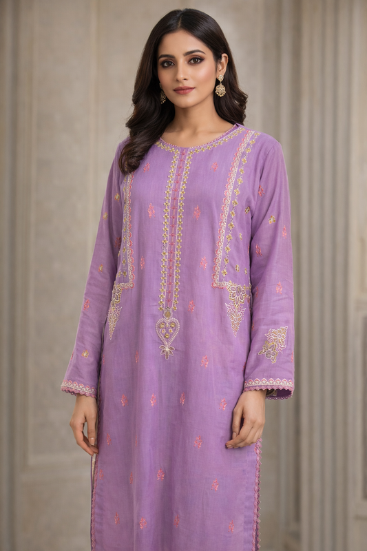 Lavender Grace Embroidered Suit