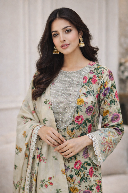 Ivory Bloom Embellished Suit